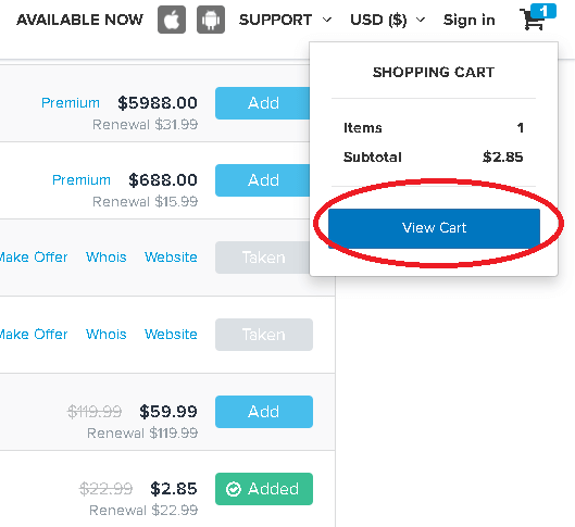 Clicar em View Cart (ver no carrinho)