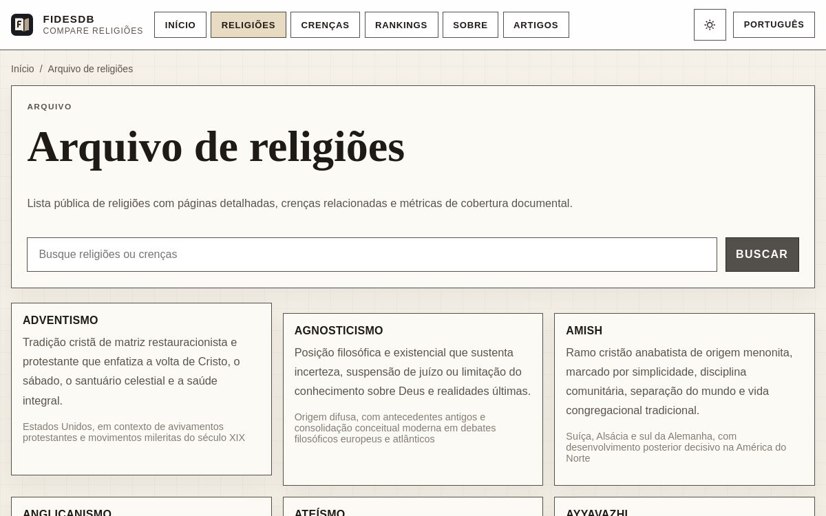 Prévia do projeto Fides DB