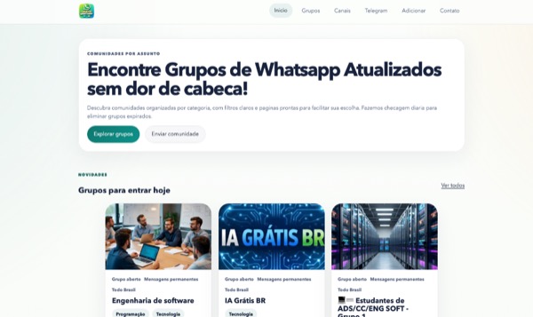 Prévia do projeto Grupos WhatsApp