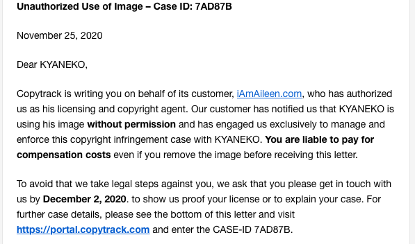 Devo pagar direitos autorais de uma imagem? - email copytrack